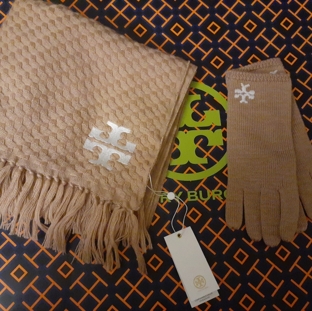 Tory Burch Scarf & Glove set - Picture 1 of 1